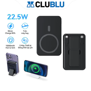 -CLUBLU- Pin Sạc Từ Tính Dự Phòng Nhanh PD22.5W Không Dây Tích Hợp 2 Đầu 10000mAH Giá Đỡ Điện Thoại