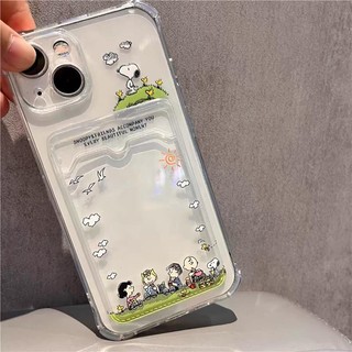 Túi đựng thẻ in hình Snoopy dễ thương Vỏ điện thoại cho Iphone 15 Pro Max 11 12 13 14 Pro Max 6 6S 7 8 Plus XR XS Vỏ silicon trong suốt Vỏ điện thoại TPU hoạt hình trong suốt