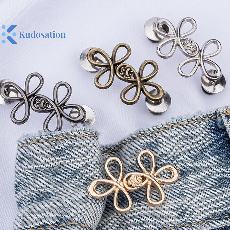 Kudosation 2 Chiếc Dễ Thương Bốn Lá Cỏ Ba Lá Khóa Điều Chỉnh Thắt Lưng Có Thể Điều Chỉnh Khóa Eo Có Thể Tháo Rời Nút Liền Mạch Cho Quần Váy