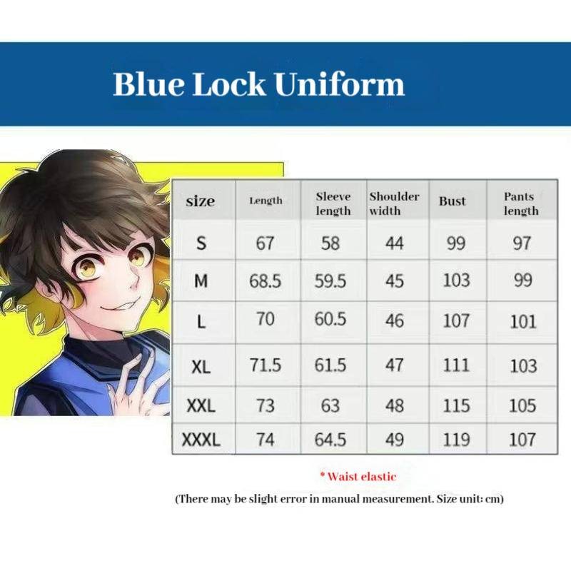 Bluelock Zip Up Áo khoác nam dáng rộng vừa vặn dài tay Cosplay Đồ thể thao Bộ đồ thể thao Đồng phục đi học Áo nỉ