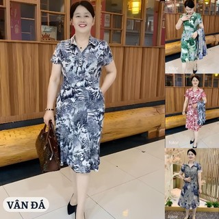 Đầm trung niên cho mẹ, Váy trung niên cho mẹ VÂN ĐÁ đi chơi dự tiệc sang trọng cao cấp chất liệu thun co giãn 4 chiều