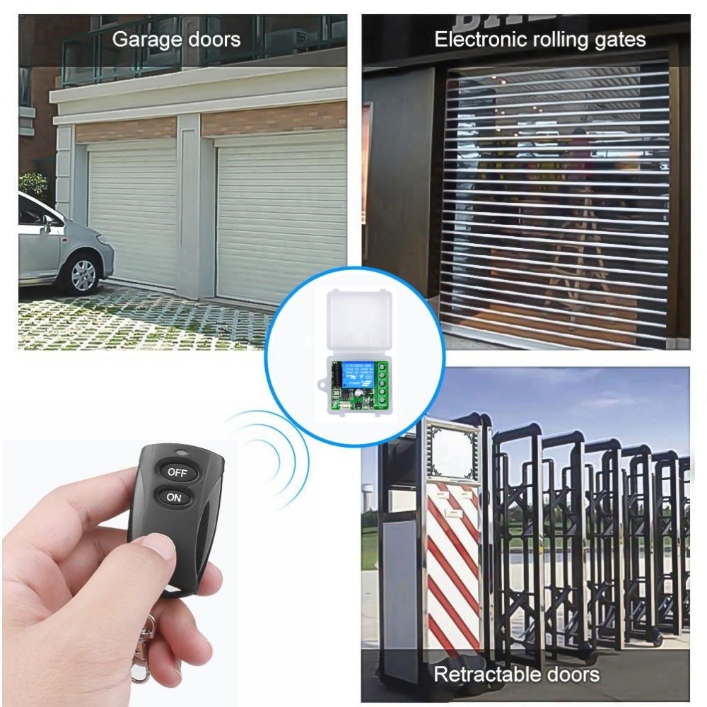 Công tắc điều khiển từ xa không dây đa năng 433 Mhz Đèn xe máy Điều khiển ánh sáng ô tô DC 12V 1CH Mô-đun thu rơle và Bộ phát RF Khóa điện tử Diy
