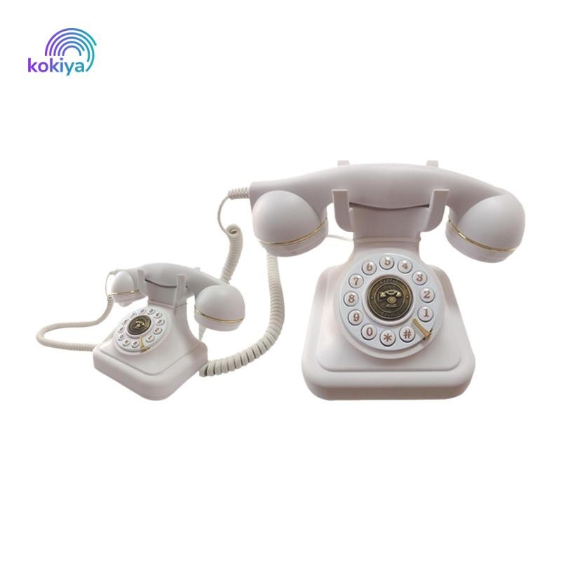 Điện thoại có dây mặt số cổ điển trang trí văn phòng, quà tặng Giáng sinh