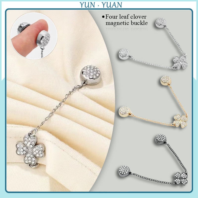 Mới Zircon Cỏ Ba Lá Bốn Lá Có Dây Xích Nam Châm Khóa Tay Cuộn Còng Fixer Chống Trơn Trượt Dây Xích Tay Điều Chỉnh