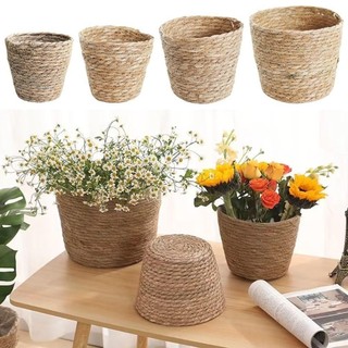 1 Cái Giỏ Chậu Hoa, Cho Sân Vườn Sân Vườn Giỏ Trồng Cỏ Dệt Hoa, Rơm Mây Trang Trí Nội Thất Mini / S / M / L Giỏ Hoa Dệt