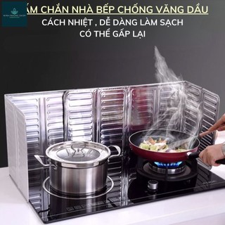 Tấm chắn bếp ga hợp kim nhôm chịu nhiệt, ngăn dầu mỡ văng hiệu quả, cách nhiệt tốt.