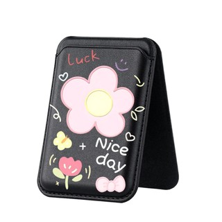 Ví họa tiết hoa lớn màu hồng cho iPhone 16 15 14 13 12 11 Pro Max Plus Thẻ da Giá đỡ điện thoại cho vỏ bỏ túi