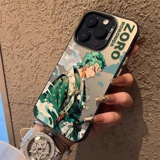 Ốp Điện Thoại Anime One Piece Zoro Cho OPPO Reno 12 Pro 5G 11F 12F A3X A78 A5 A9 2020 Realme 12 13 Pro Plus C63 7i Ốp Lưng Laser Cao Cấp IMD Matte Armor Chống Sốc Acrylic Cứng