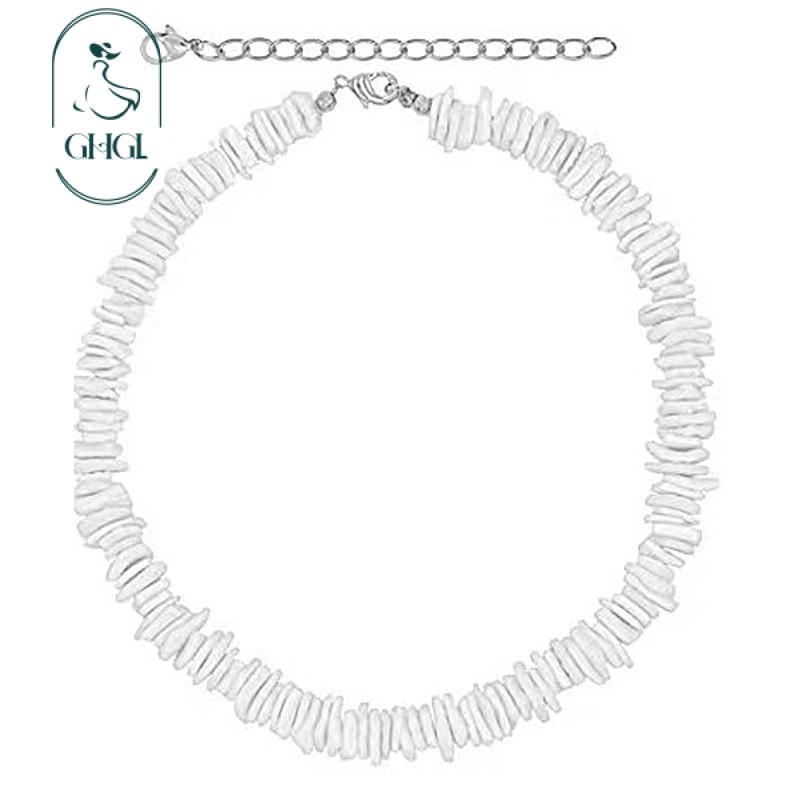 Ghgl❤️ Châu Âu Mỹ Xuyên Biên Giới Thời Trang Tự Nhiên Vỡ Vỏ Vòng Cổ Độc Đáo Handmade Không Đều Vỡ Vỏ Vòng Cổ Xương Đòn Dây Chuyền