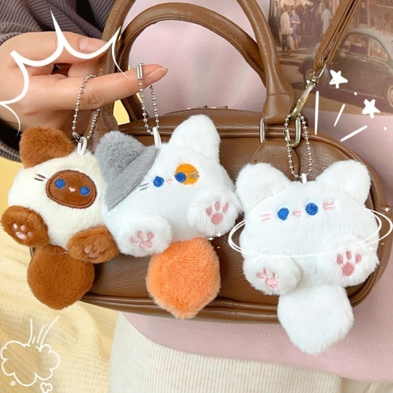 [Đặc sắc] Móc khóa mèo sang trọng dễ thương - Phụ kiện treo Kawaii - Bùa búp bê sang trọng bằng điện thoại - Đồ trang trí túi - Đồ trang trí treo móc khóa - Quà sinh nhật cho trẻ em