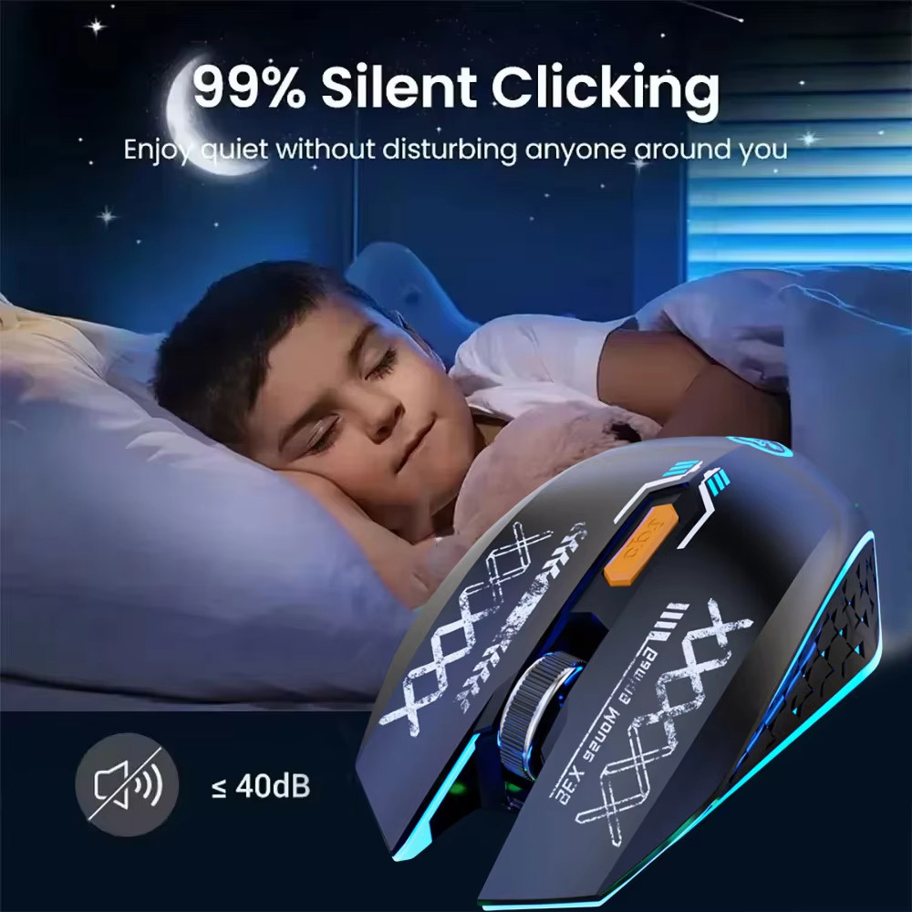 Chuột Không Dây Mới RGB Chuột Chơi Game Đèn Nền Chế Độ Kép Bluetooth 5.4 Chuột 2.4G Sạc Im Lặng Chuột 1600 DPI Chuột Cho PC Laptop