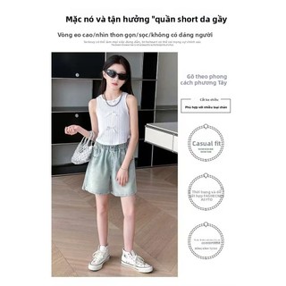 2026 Phong Cách Mới Bé Gái Bướm Thêu Quần Short Denim-Mùa Hè Mỏng Rời Thường Ngày