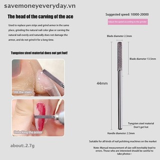 [savemoneyeveryday] 1 Cái Mũi khoan móng tay bằng thép vonfram Gel Polish Remove Burr cho máy điện Dụng cụ làm sạch lớp biểu bì [vn]