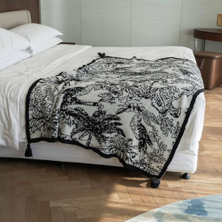K Dệt Kim Chăn Hoa Họa Tiết Chim Miền Nam Phong Cách Pháp Ánh Sáng Sang Trọng Chăn Đen Trắng Sofa Chăn Phòng Khách Giải Trí Ngủ Chăn Đầu Giường Chăn