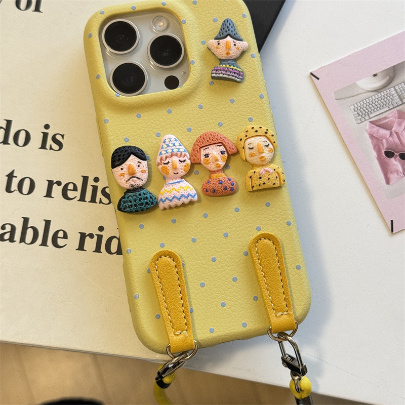 Ốp điện thoại con rối DIY độc đáo tương thích cho iPhone11 15promax 14promax 13promax 16 16pro 16promax 14pro 15pro 13pro 12promax 11promax Vỏ mềm chống sốc