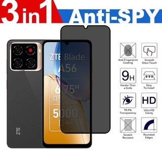 Dành Cho ZTE Blade A56 4G Kính Cường Lực Riêng Tư Cho ZTE Blade A75 A73 A54 A53 A35 A34 A33s 4G 5G Bảo Vệ Màn Hình Chống Gián Điệp 3 Trong 1 Full Cover Với Bảo Vệ Camera + Phim Sau