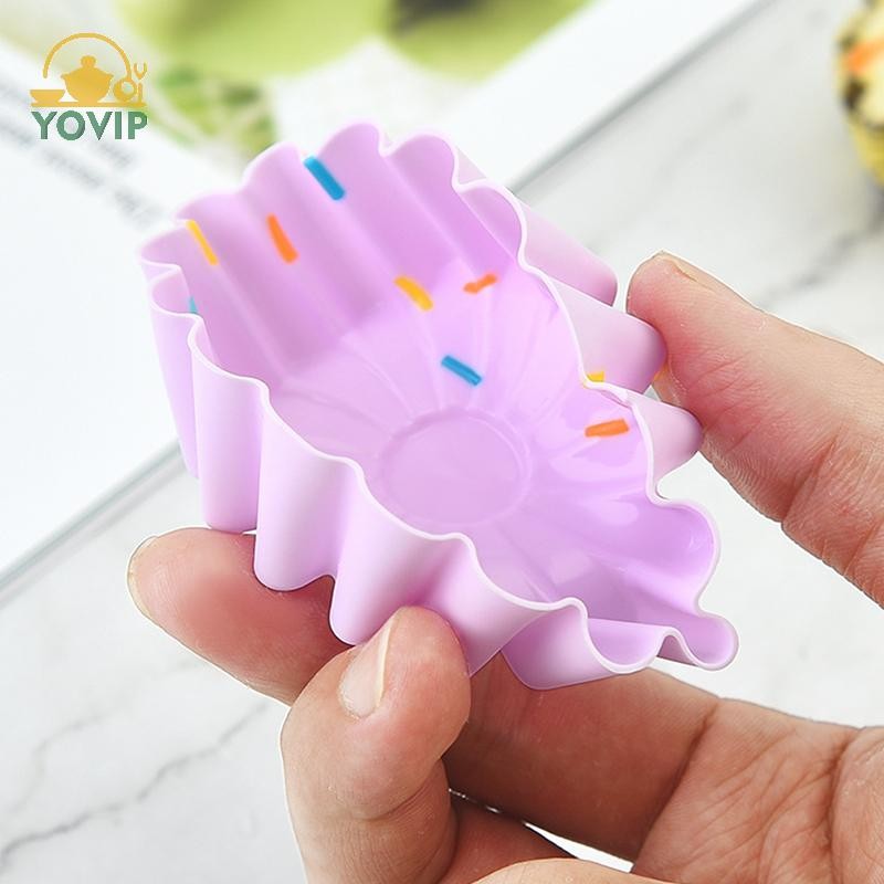 YOVIP 5 Cái / bộ Khuôn Cốc Bánh Silicon 3D Tròn Hình Trái Tim Vuông Bánh Cốc Muffin Cupcake Nhà Bếp Máy Nướng DIY Dụng Cụ Trang Trí Bánh VN
