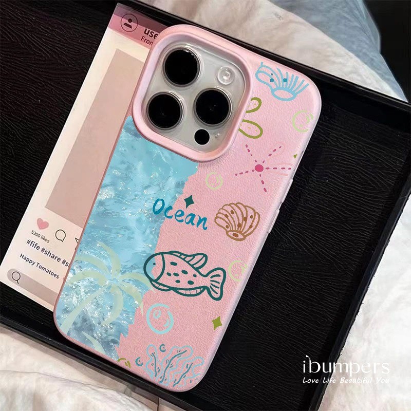 ibumpers Ốp Điện Thoại iPhone Họa Tiết Nguyên Tố Biển Hợp Thời Trang Cho IPhone 16 15 14 12 13 11 Pro Max IP 7 8 Plus X XS XR Ốp Lưng Mỏng Silicon Mềm Da Họa Tiết