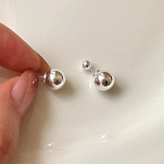 Bông tai ngọc trai hai mặt sáng bóng, phong cách Pháp hiện đại
