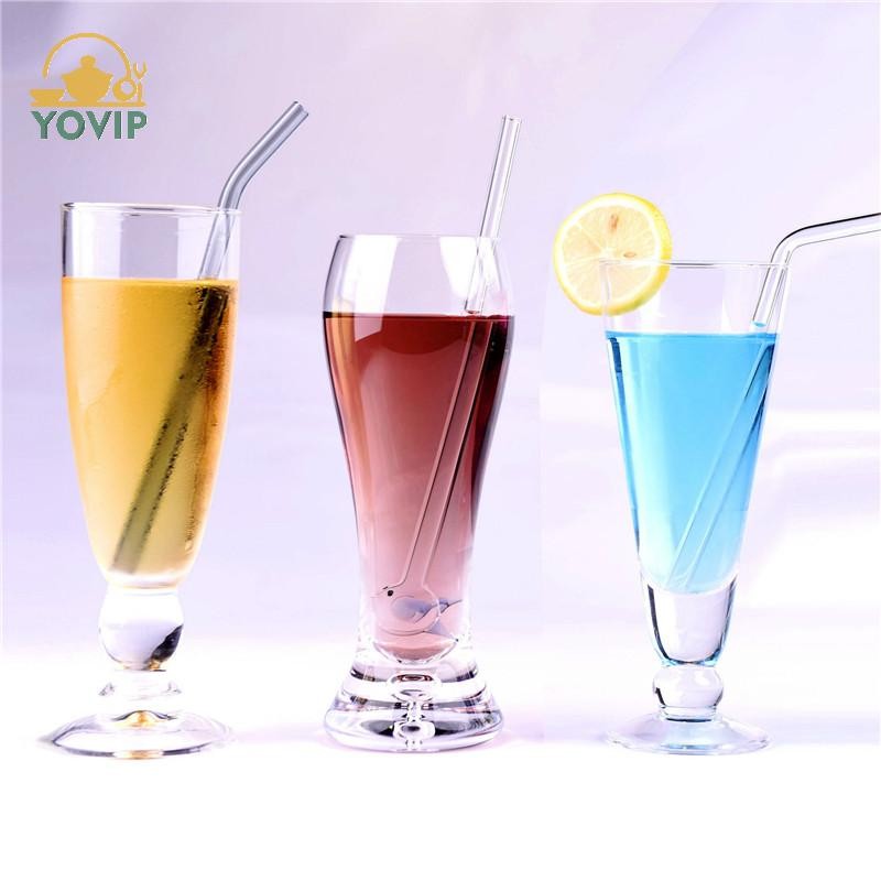 YOVIP 3 Ống hút uống nước thủy tinh trong suốt có thể tái sử dụng có thanh cọ Phụ kiện VN