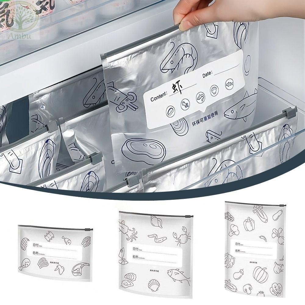 Amlu 10 Cái / túi đựng thực phẩm, túi đứng tủ đông lá nhôm tái sử dụng, giữ tươi, chống rò rỉ, an toàn nhà bếp