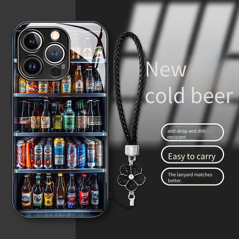 Ốp điện thoại IPhone 16 Vỏ bảo vệ Glass Cola Summer Soda I16 Pro max có dây buộc Tủ lạnh 15 Pro 14PM Vỏ bảo vệ chống sốc