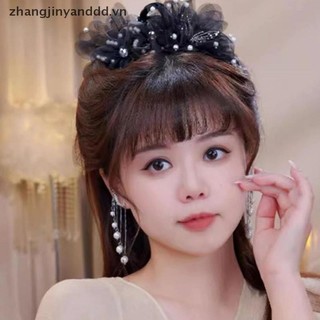 # yanddd # Nữ Lưới Hoa Ngọc Trai Cua Vuốt Tóc Nữ Cô Gái Tính Khí Thời Trang Mũ Đen.