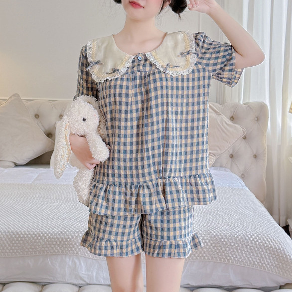 Đồ Bộ Ngủ Nữ Pijama Mặc Nhà Mùa Hè Chất Đũi Mềm Siêu Mát Cao Cấp Phối Nơ Dễ Thương - PONA