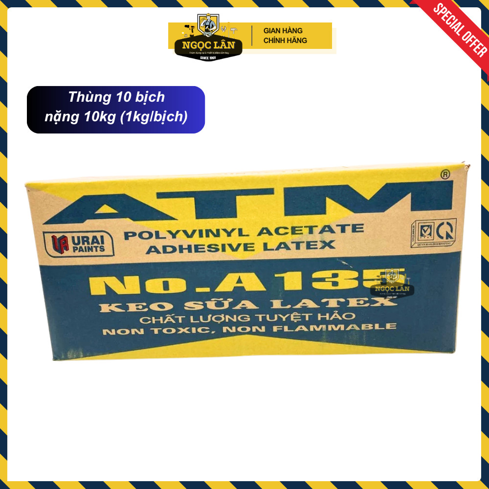 [Giá 1/2 thùng chính hãng] Keo sữa latex ATM dán thảm simili, giấy dán tường, gỗ (thùng 10 túi, 1kg/túi)