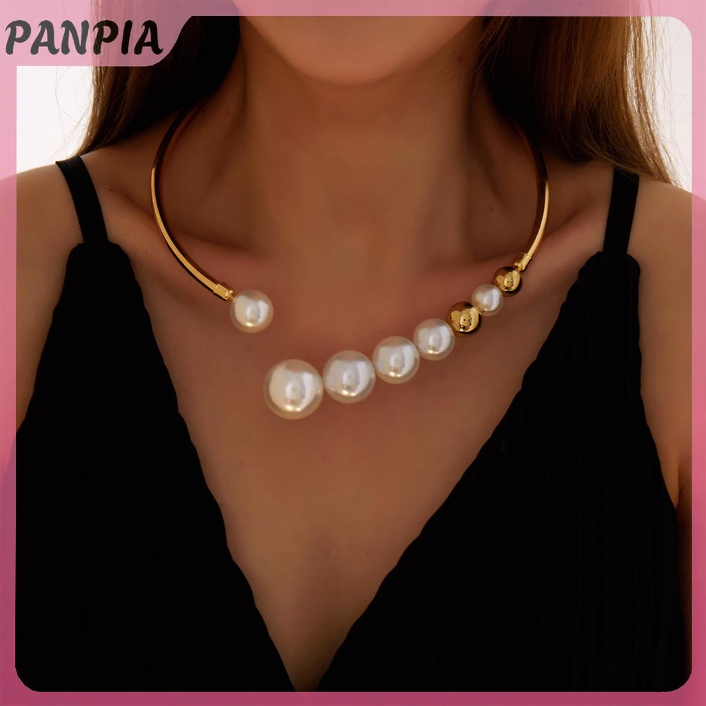 PANPIA-Vòng cổ thời trang giả ngọc trai hình học, mở cổ sang trọng từ thương hiệu PANPIA