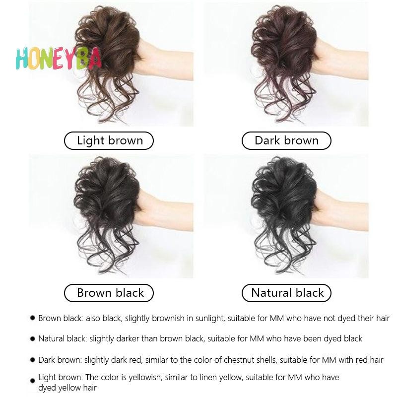 < Honeyba > Bánh xoăn tổng hợp Vuốt lộn xộn Chignon Kẹp tóc đàn hồi Scrunchies Bộ tóc Donut Updo Miếng tóc dành cho nữ