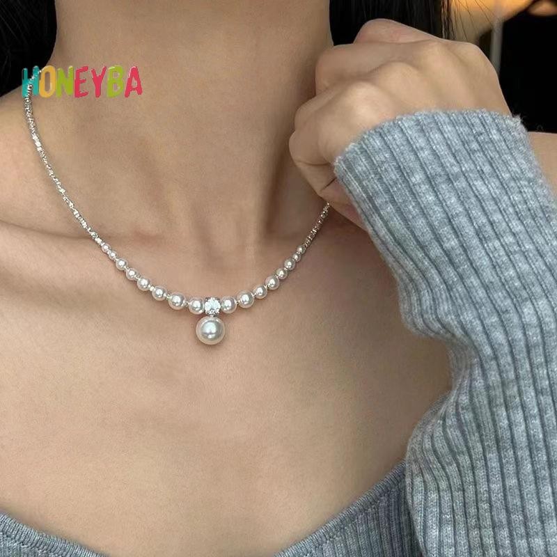 < Honeyba > Dây chuyền cổ ngọc trai tối giản không đều ngọt ngào cho nữ Kỷ niệm Món quà trang sức hợp thời trang