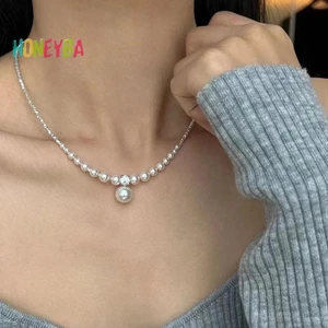 < Honeyba > Dây chuyền cổ ngọc trai tối giản không đều ngọt ngào cho nữ Kỷ niệm Món quà trang sức hợp thời trang