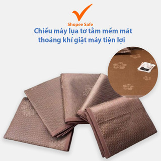 Chiếu mây lụa tơ tằm mềm mát dùng hè thoáng khí giặt máy tiện lợi