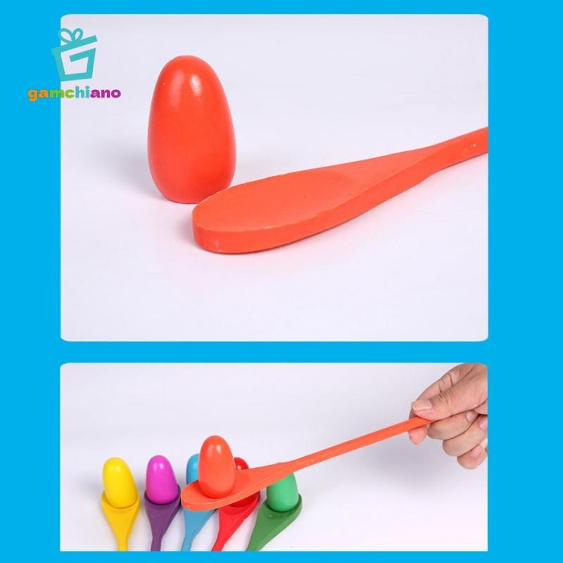 Gamchiano 12 Miếng Trứng Và Thìa Đua Game6 6 Thìa Trò Chơi Vui Nhộn Cho Trẻ Em Tiệc, Sinh Nhật, Đi Chơi Gia Đình