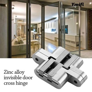 YMIFI 1 Bản lề chữ thập, Bản lề ẩn bằng thép không gỉ vô hình, Nhiều công dụng giấu kín Bản lề cửa hợp kim kẽm 180 độ cho cửa tủ