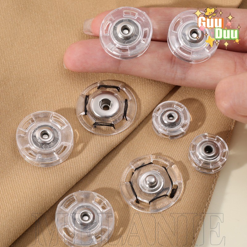 Nút Quần Áo Ẩn Snap Trong Suốt - Khóa Cố Định Kim Loại Nhựa - Phụ Kiện May Vá Phần Cứng