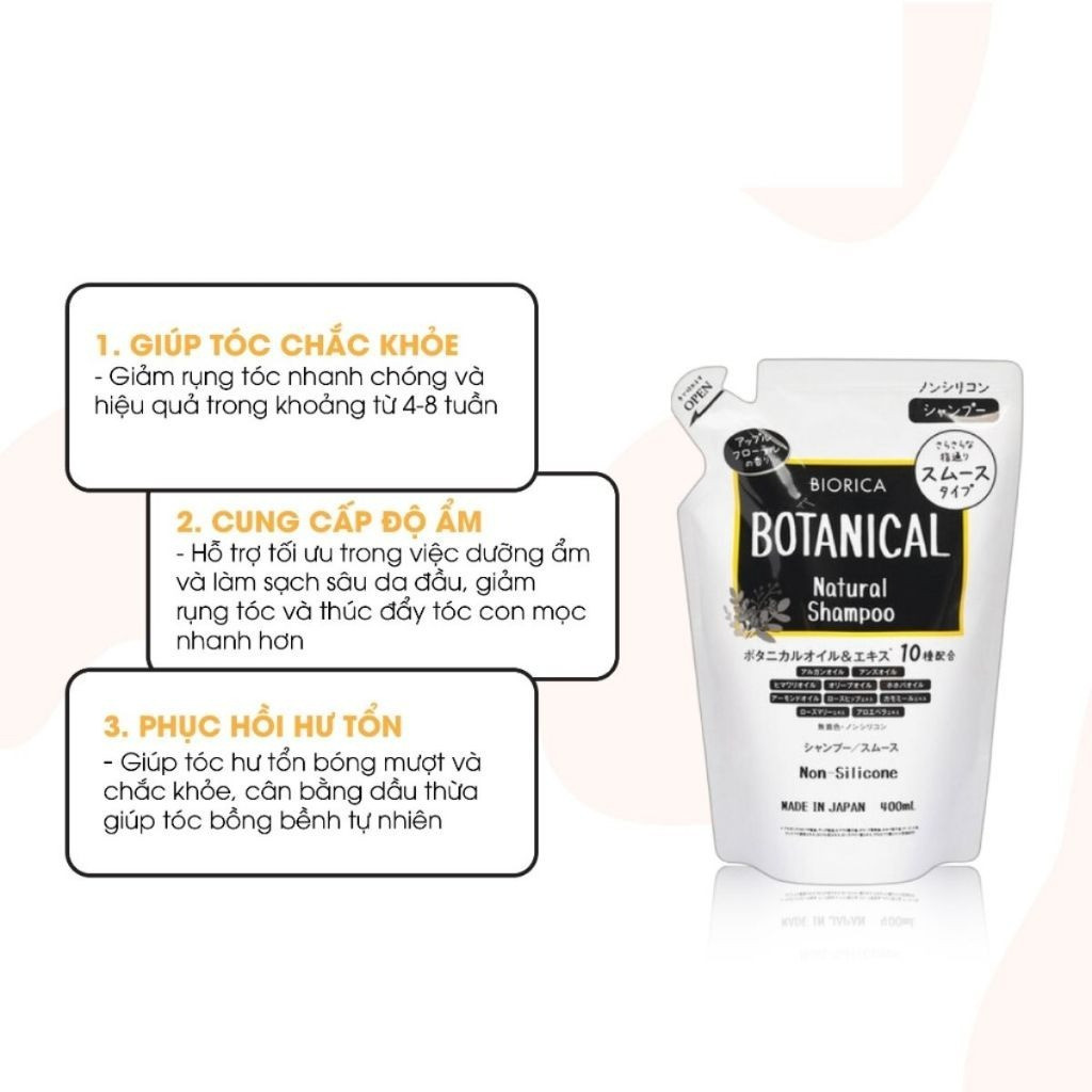 Cặp Dầu Gội Xả Táo Đen Hatomugi Botanical Nhật Bản không chứa Silicone 400mlx2 túi