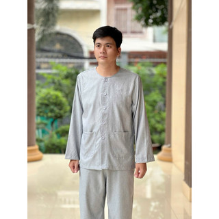 Bà ba nam linen , bà ba cổ tròn nam pháp phục đi chùa