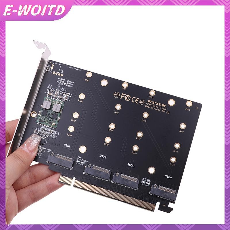 E-woitd 4 Cổng M.2 NVMe SSD sang PCIE X16M Key Ổ Cứng Chuyển Đổi Đầu Đọc Thẻ Mở Rộng HNVN