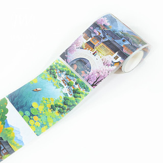 JIANWU 80mm * 200cm Vintage Thị trấn Cổ Vật Liệu Cảnh Quan Cắt Kéo Sổ Lưu Niệm PET Băng Sáng Tạo DIY Tạp Chí Văn Phòng Phẩm