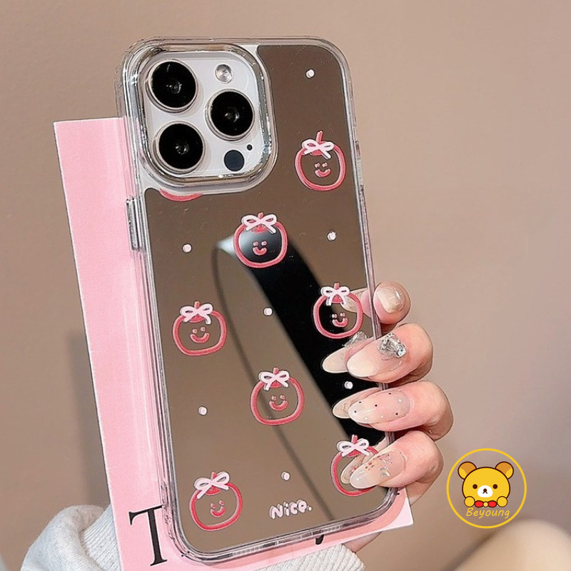 Ốp Gương Họa Tiết Apple Cho OPPO A6 Pro A5 A5X A2M A3X A3 A2 Pro A98 A80 A79 A59 A16K A16E A1 F29 F27 Pro Plus F23 5G 4G Vỏ Điện Thoại Hoạt Hình Dễ Thương Chống Rơi Ốp Lưng