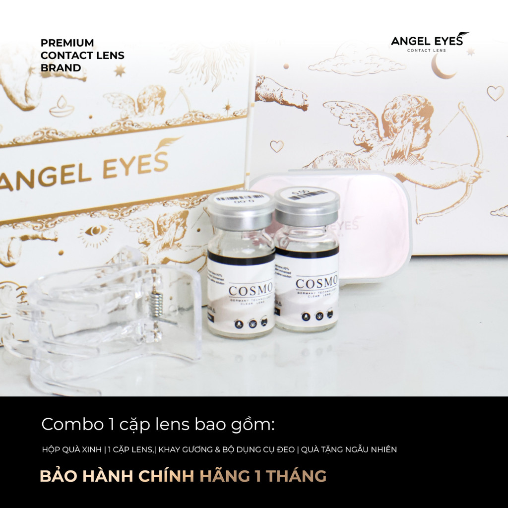 [HÀNG MỚI VỀ] Lens trong suốt cận Angel Eyes Cosmo có độ từ 0 đến 15 độ, dòng kính áp tròng cận trong suốt có độ