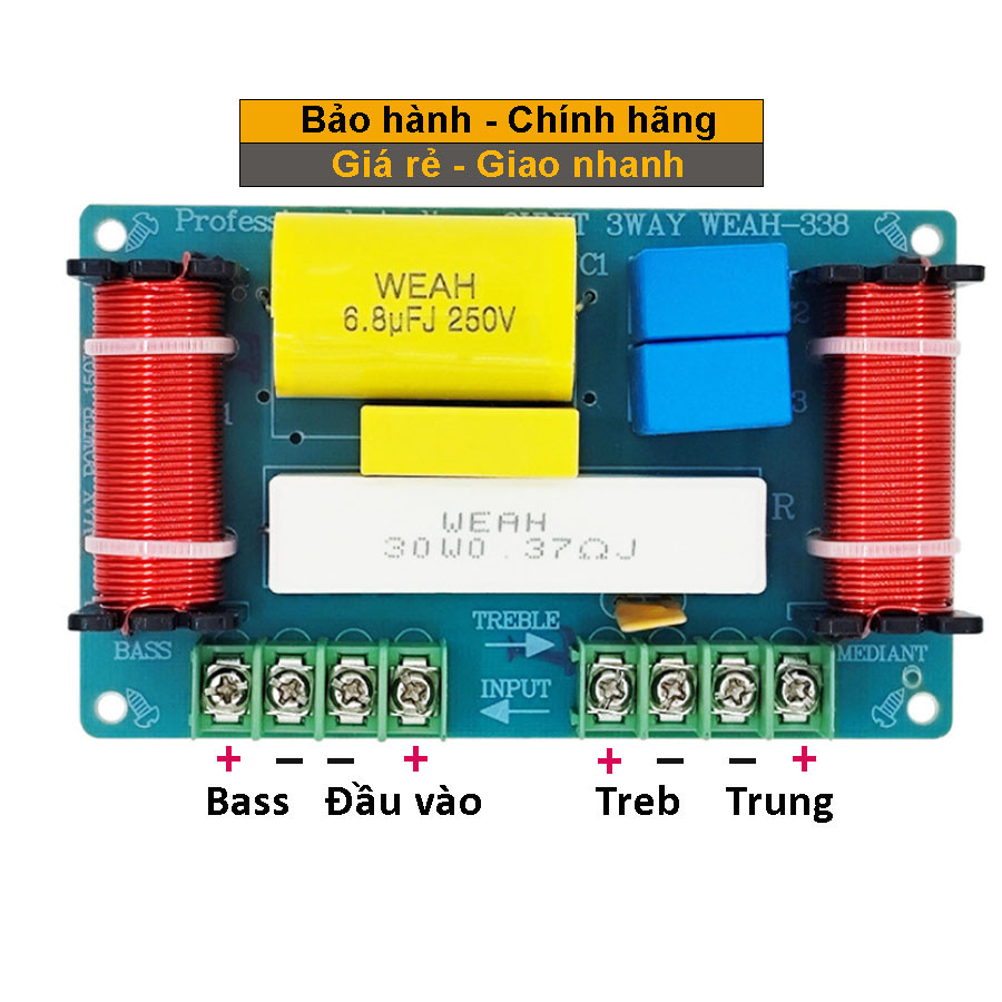 Mạch Phân Tần Loa 3 Đường Tiếng – Tách Âm Treble, Mid, Bass Rõ Ràng – Công Suất Lên Đến 250W Siêu Mạnh
