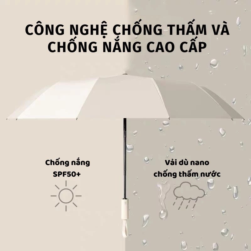 Ô Dù Che Mưa Ô Đi Nắng Gấp Gọn TỰ ĐỘNG 2 Chiều, Dù Chống Nắng Cầm Tay 3 Lớp Chống Tia UV