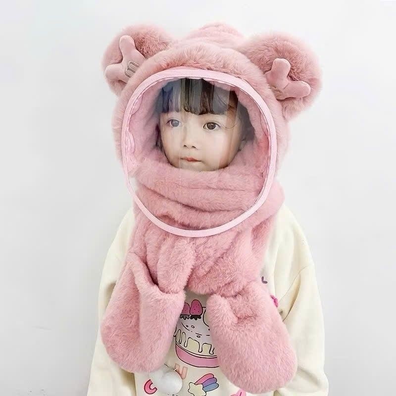 Mũ Len Lông Cừu Trùm Đầu  Kèm Kính  Chắn Gió  Bụi