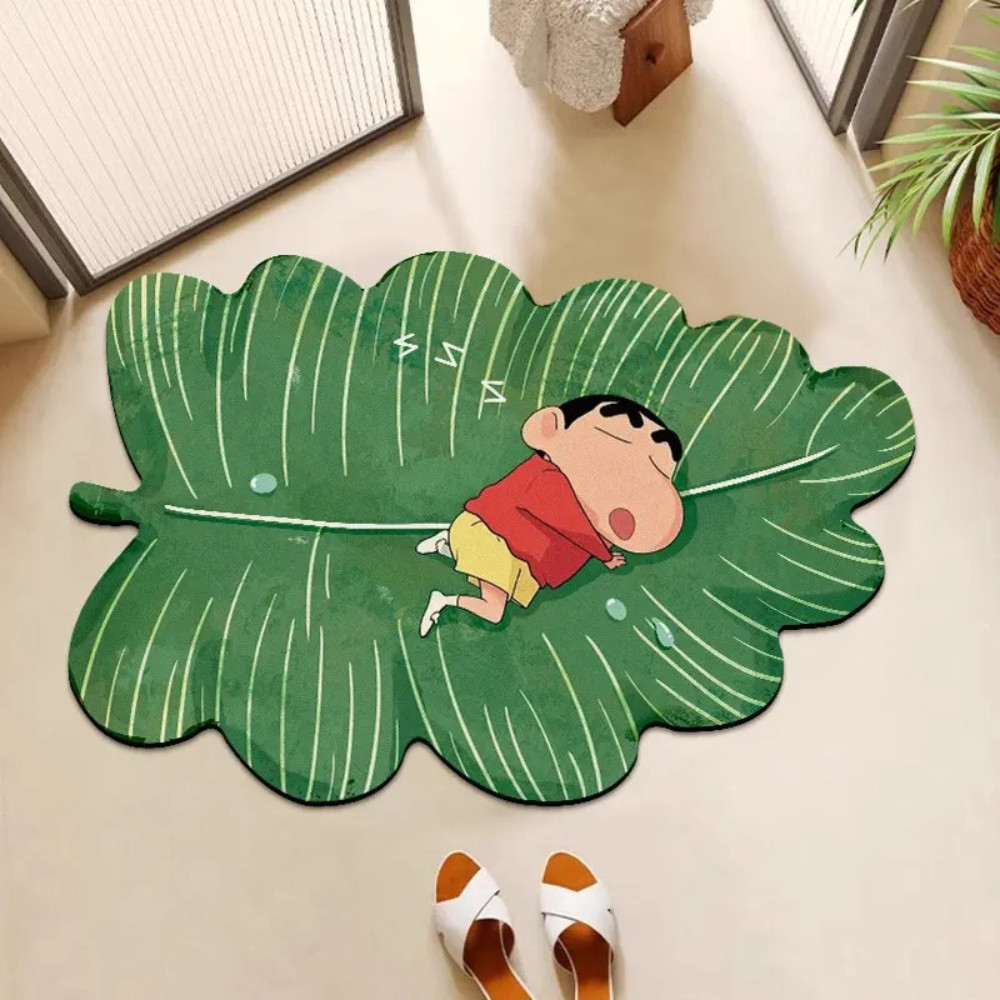 Thảm Chùi Chân Hoạt Hình Shin Chống Trượt Nhà Tắm Chất Liệu Bùn Tảo Thấm Hút Nhanh Khô