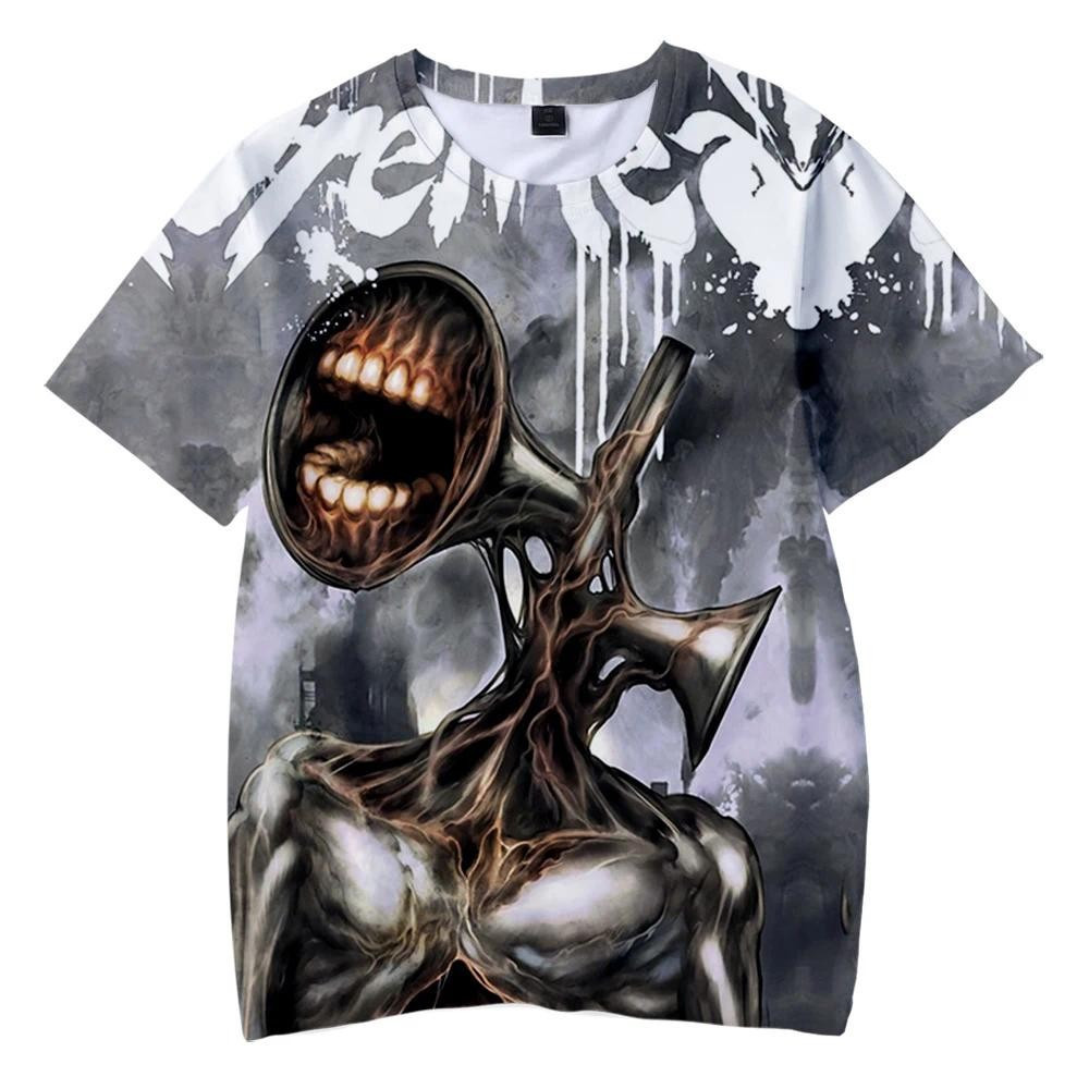 Áo thun in 3D trò chơi Siren Head, ngắn tay phong cách Hip Hop, phù hợp dạo phố