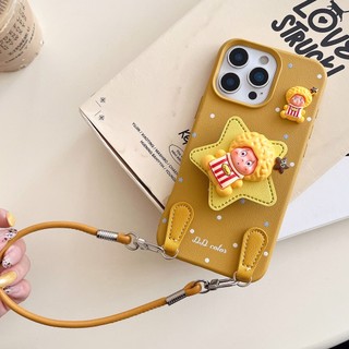 Hoạt Hình Dễ Thương 3D STARMAN Đứng Giá Đỡ Da Mềm Wrsit Dây Đeo Ốp Lưng Điện Thoại Cho iPhone 17Promax 17Air 16Promax 12 13 14 15 Pro Max 16Plus Chống Sốc Nữ Điện Thoại Di Động