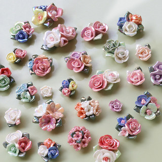 Phong Cách Retro Gốm Hoa Niêm Phong Men Mạ Màu Hoa Nhỏ Nơ Tự Làm Handmade Cô Dâu Phụ Kiện Tóc Ốp Lưng Điện Thoại Phụ Kiện